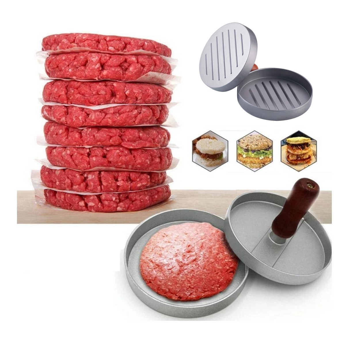 Miniatura 6 de Molde Prensa Para Carne Hamburguesa